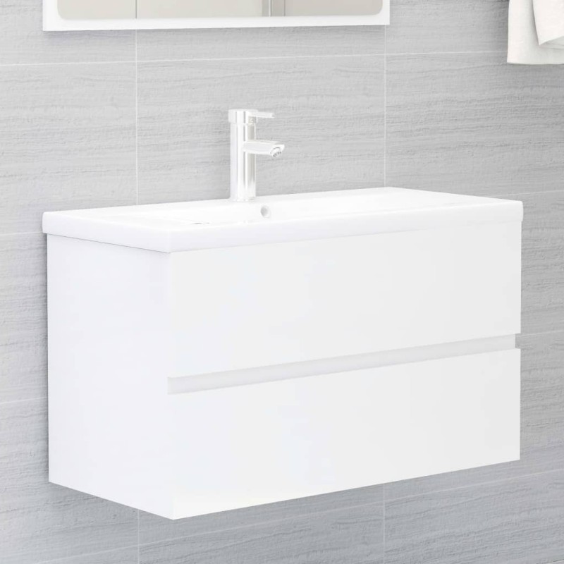 Mobile Sottolavabo Bianco Lucido 80x38,5x45 cm in Truciolato Mobile Sottolavabo Bianco Lucido 80x38,5x45 cm in Truciolato