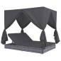 vidaXL Lettino Prendisole con Tende in Polyrattan Grigio vidaXL Lettino Prendisole con Tende in Polyrattan Grigio