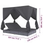 vidaXL Lettino Prendisole con Tende in Polyrattan Grigio vidaXL Lettino Prendisole con Tende in Polyrattan Grigio
