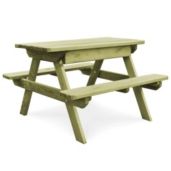 vidaXL Tavolo da Picnic per Bambini con Panche 90x90x58 cm in Pino
