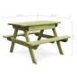vidaXL Tavolo da Picnic per Bambini con Panche 90x90x58 cm in Pino