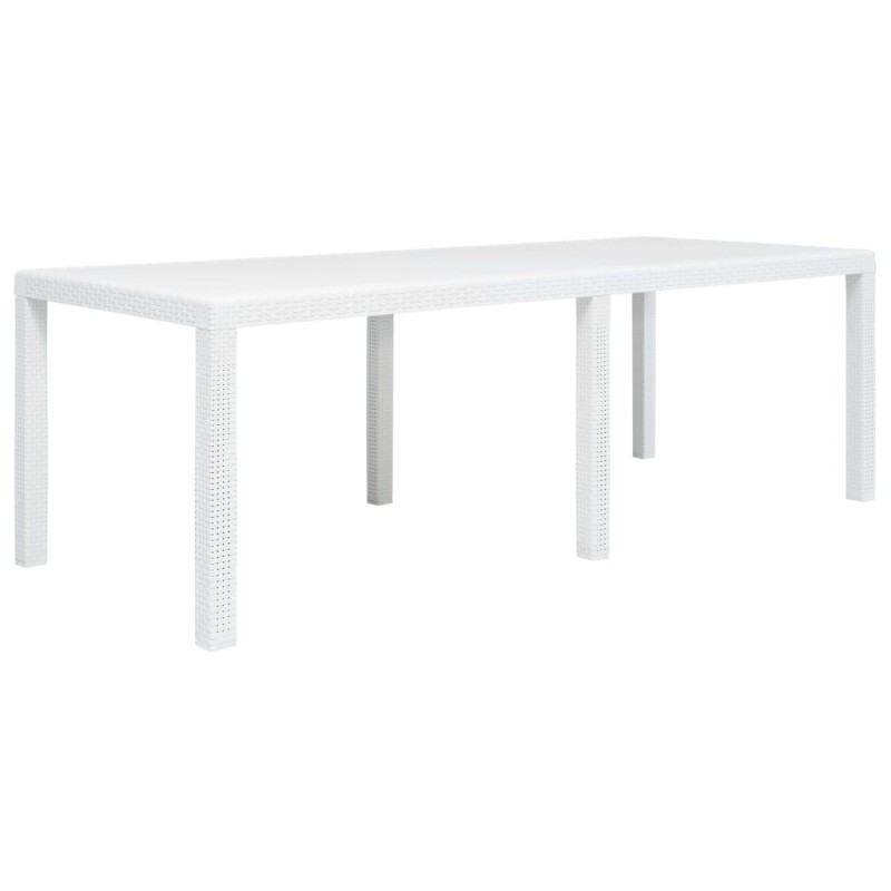 vidaXL Tavolo da Giardino Bianco 220x90x72 cm in Plastica Stile Rattan vidaXL Tavolo da Giardino Bianco 220x90x72 cm in Plastica Stile Rattan