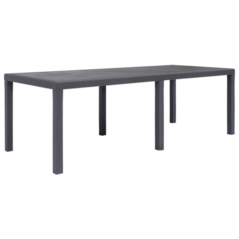 vidaXL Tavolo da Giardino Marrone 220x90x72 cm Plastica Stile Rattan vidaXL Tavolo da Giardino Marrone 220x90x72 cm Plastica Stile Rattan