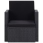 vidaXL Sedia da Giardino con Cuscini in Polyrattan Nero vidaXL Sedia da Giardino con Cuscini in Polyrattan Nero