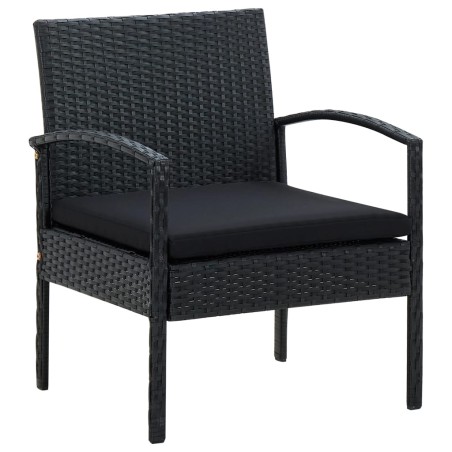 vidaXL Sedia da Giardino con Cuscino in Polyrattan Nero