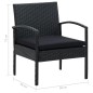 vidaXL Sedia da Giardino con Cuscino in Polyrattan Nero vidaXL Sedia da Giardino con Cuscino in Polyrattan Nero
