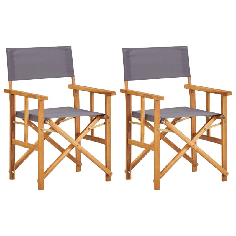 vidaXL Sedie da Regista 2 pz in Legno Massello di Acacia vidaXL Sedie da Regista 2 pz in Legno Massello di Acacia