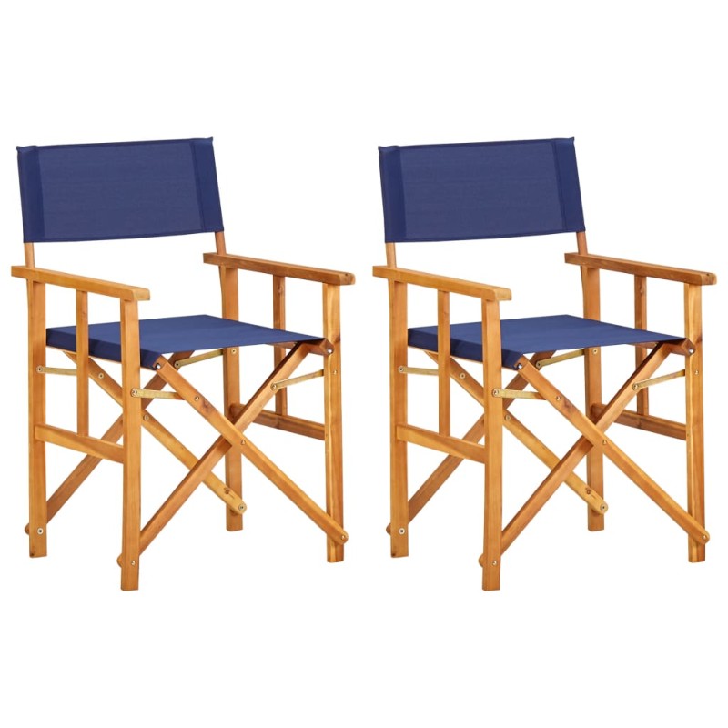 vidaXL Sedie da Regista 2 pz in Legno Massello di Acacia Blu vidaXL Sedie da Regista 2 pz in Legno Massello di Acacia Blu