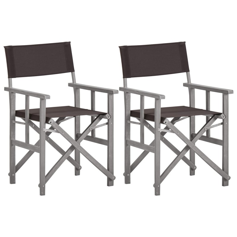 vidaXL Sedie da Regista 2 pz in Legno Massello di Acacia vidaXL Sedie da Regista 2 pz in Legno Massello di Acacia