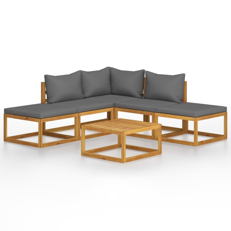 vidaXL Set Divani Giardino 6 pz con Cuscini Legno Massello di Acacia 