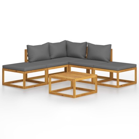 vidaXL Set Divani Giardino 6 pz con Cuscini Legno Massello di Acacia 