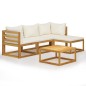 vidaXL Set Divani Giardino 5 pz con Cuscini Legno Massello di Acacia 