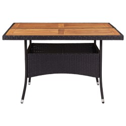 vidaXL Tavolo da Pranzo Esterno Nero in Polyrattan e Massello d'Acacia