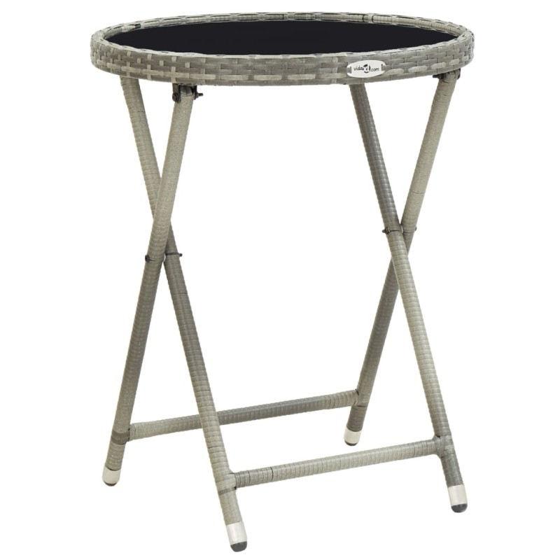 vidaXL Tavolino da Caffè Grigio 60 cm in Polyrattan e Vetro Temperato vidaXL Tavolino da Caffè Grigio 60 cm in Polyrattan e Vetro Temperato
