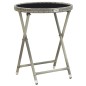 vidaXL Tavolino da Caffè Grigio 60 cm in Polyrattan e Vetro Temperato vidaXL Tavolino da Caffè Grigio 60 cm in Polyrattan e Vetro Temperato