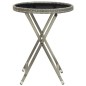 vidaXL Tavolino da Caffè Grigio 60 cm in Polyrattan e Vetro Temperato vidaXL Tavolino da Caffè Grigio 60 cm in Polyrattan e Vetro Temperato