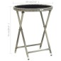 vidaXL Tavolino da Caffè Grigio 60 cm in Polyrattan e Vetro Temperato vidaXL Tavolino da Caffè Grigio 60 cm in Polyrattan e Vetro Temperato