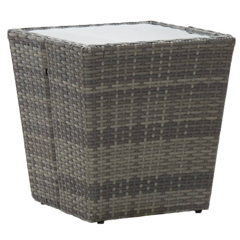 vidaXL Tavolino Grigio 41,5x41,5x43 cm in Polyrattan e Vetro Temperato vidaXL Tavolino Grigio 41,5x41,5x43 cm in Polyrattan e Vetro Temperato