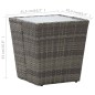 vidaXL Tavolino Grigio 41,5x41,5x43 cm in Polyrattan e Vetro Temperato vidaXL Tavolino Grigio 41,5x41,5x43 cm in Polyrattan e Vetro Temperato