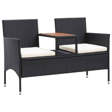 vidaXL Panca da Giardino a 2 Posti con Tavolino 143 cm Polyrattan Nero