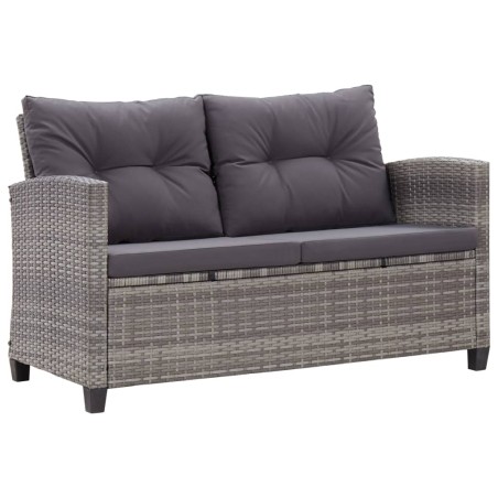 vidaXL Divano da Giardino 2 Posti con Cuscini Grigio 124 cm Polyrattan