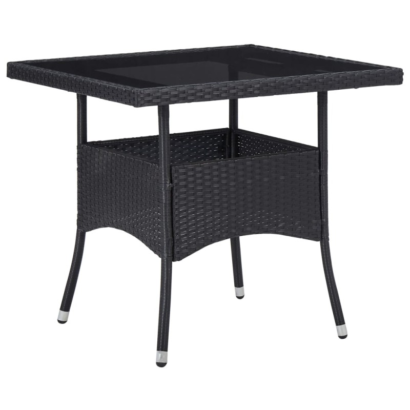 vidaXL Tavolo da Pranzo per Giardino in Polyrattan Nero e Vetro vidaXL Tavolo da Pranzo per Giardino in Polyrattan Nero e Vetro