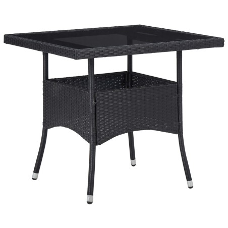 vidaXL Tavolo da Pranzo per Giardino in Polyrattan Nero e Vetro