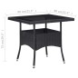 vidaXL Tavolo da Pranzo per Giardino in Polyrattan Nero e Vetro vidaXL Tavolo da Pranzo per Giardino in Polyrattan Nero e Vetro