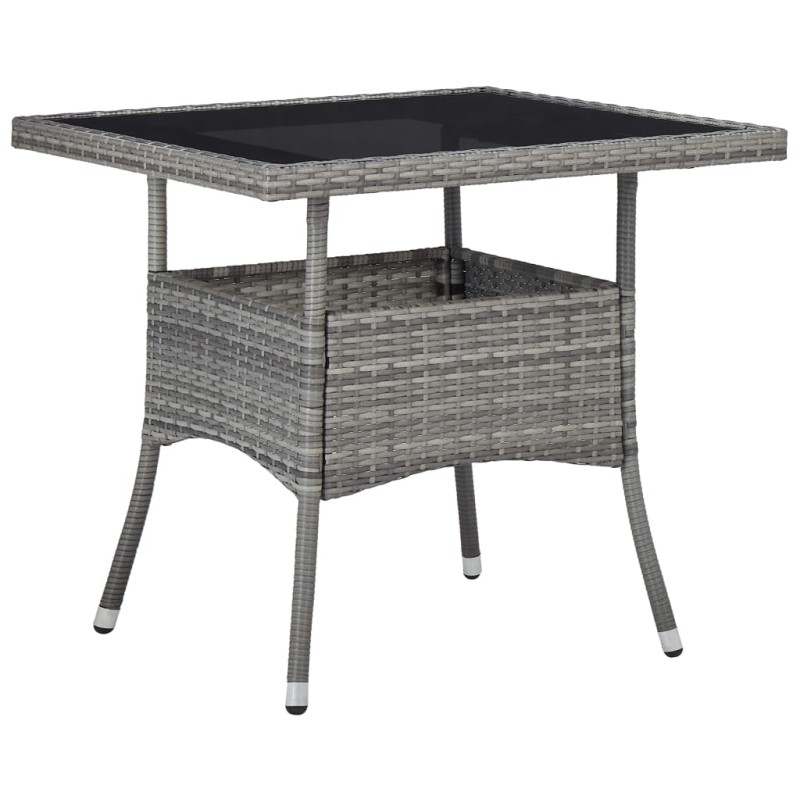 vidaXL Tavolo da Pranzo per Giardino in Polyrattan Grigio e Vetro vidaXL Tavolo da Pranzo per Giardino in Polyrattan Grigio e Vetro