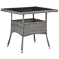 vidaXL Tavolo da Pranzo per Giardino in Polyrattan Grigio e Vetro vidaXL Tavolo da Pranzo per Giardino in Polyrattan Grigio e Vetro