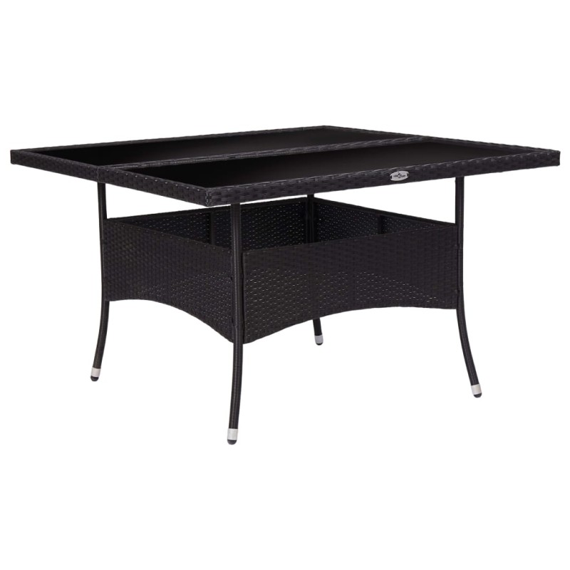 vidaXL Tavolo da Pranzo per Giardino Nero in Polyrattan e Vetro vidaXL Tavolo da Pranzo per Giardino Nero in Polyrattan e Vetro