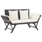 vidaXL Panchina da Giardino con Cuscini 176 cm Nera in Polyrattan vidaXL Panchina da Giardino con Cuscini 176 cm Nera in Polyrattan