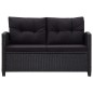 vidaXL Divano da Giardino 2 Posti con Cuscini Nero 124 cm Polyrattan