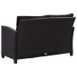 vidaXL Divano da Giardino 2 Posti con Cuscini Nero 124 cm Polyrattan