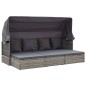 vidaXL Lettino da Giardino con Tettuccio in Polyrattan Grigio Mélange vidaXL Lettino da Giardino con Tettuccio in Polyrattan Grigio Mélange