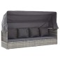 vidaXL Lettino da Giardino con Tettuccio in Polyrattan Grigio Mélange vidaXL Lettino da Giardino con Tettuccio in Polyrattan Grigio Mélange
