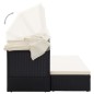 vidaXL Lettino da Giardino con Tettuccio in Polyrattan Nero vidaXL Lettino da Giardino con Tettuccio in Polyrattan Nero