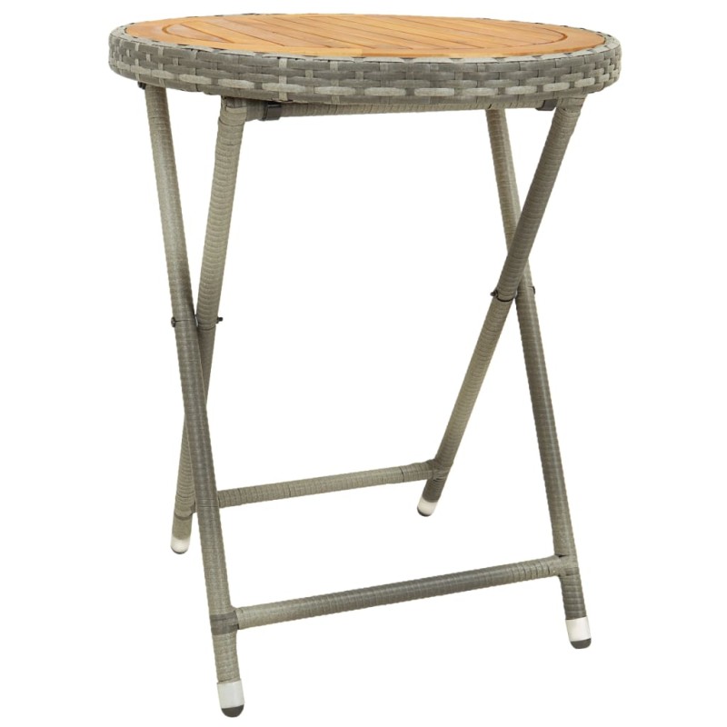 vidaXL Tavolino da Tè Grigio 60 cm in Polyrattan e Massello di Acacia vidaXL Tavolino da Tè Grigio 60 cm in Polyrattan e Massello di Acacia
