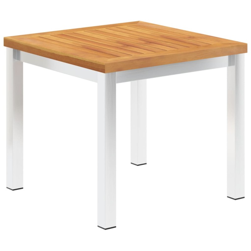 vidaXL Tavolino da Giardino 45x45x38cm in Legno Acacia e Acciaio Inox vidaXL Tavolino da Giardino 45x45x38cm in Legno Acacia e Acciaio Inox