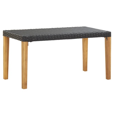 vidaXL Panchina da Giardino 120 cm Nero Polyrattan e Massello d'Acacia