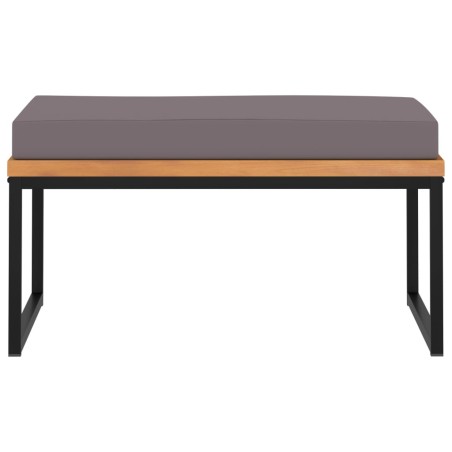 vidaXL Poggiapiedi con Cuscino 66x66x36cm in Legno Acacia Grigio Scuro