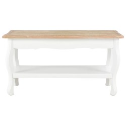 vidaXL Tavolino da Caffè Bianco Marrone 87,5x42x44cm Massello di Pino