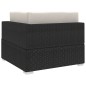 vidaXL Poltrona Modulare ad Angolo 1 pz con Cuscini in Polyrattan Nero vidaXL Poltrona Modulare ad Angolo 1 pz con Cuscini in Polyrattan Nero