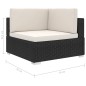 vidaXL Poltrona Modulare ad Angolo 1 pz con Cuscini in Polyrattan Nero vidaXL Poltrona Modulare ad Angolo 1 pz con Cuscini in Polyrattan Nero