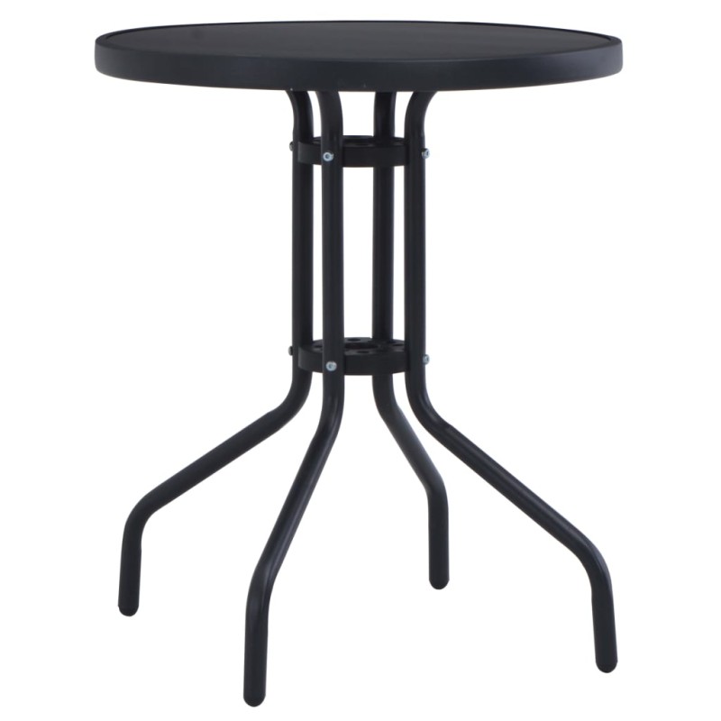 vidaXL Tavolo da Giardino Nero 80 cm in Acciaio e Vetro vidaXL Tavolo da Giardino Nero 80 cm in Acciaio e Vetro
