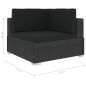 vidaXL Poltrone Modulari ad Angolo con Cuscini 2 pz Polyrattan Nero vidaXL Poltrone Modulari ad Angolo con Cuscini 2 pz Polyrattan Nero
