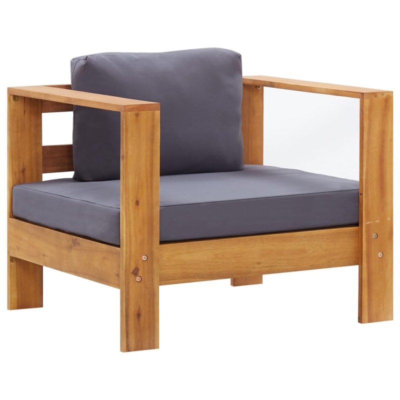 vidaXL Sedia da Giardino con Cuscino Grigio Scuro in Legno di Acacia vidaXL Sedia da Giardino con Cuscino Grigio Scuro in Legno di Acacia