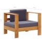 vidaXL Sedia da Giardino con Cuscino Grigio Scuro in Legno di Acacia vidaXL Sedia da Giardino con Cuscino Grigio Scuro in Legno di Acacia