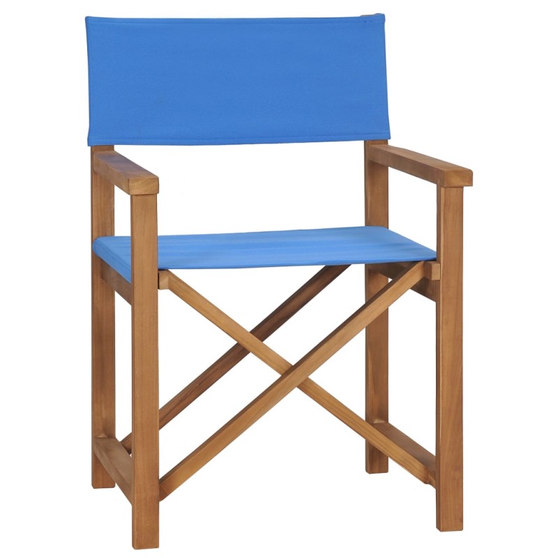 vidaXL Sedia da Regista in Legno Massello di Teak Blu vidaXL Sedia da Regista in Legno Massello di Teak Blu