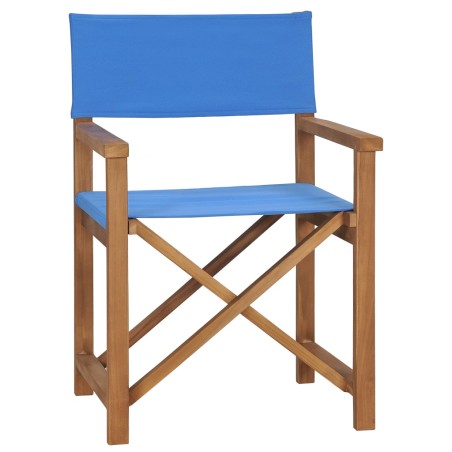 vidaXL Sedia da Regista in Legno Massello di Teak Blu